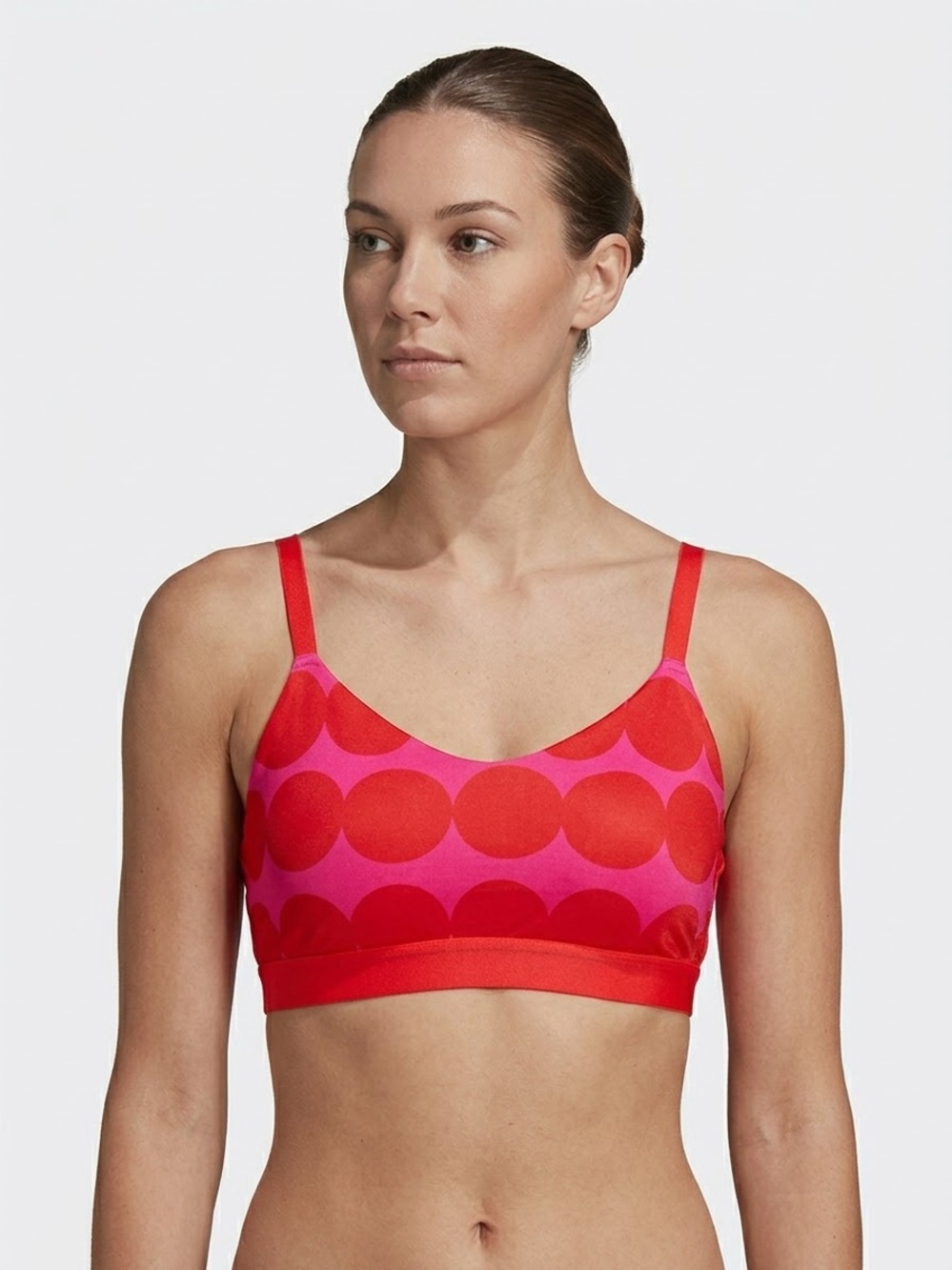 NWT adidas x Marimekko Light Support Sports Bra Pink Red Polka Dot Plus Size 1X